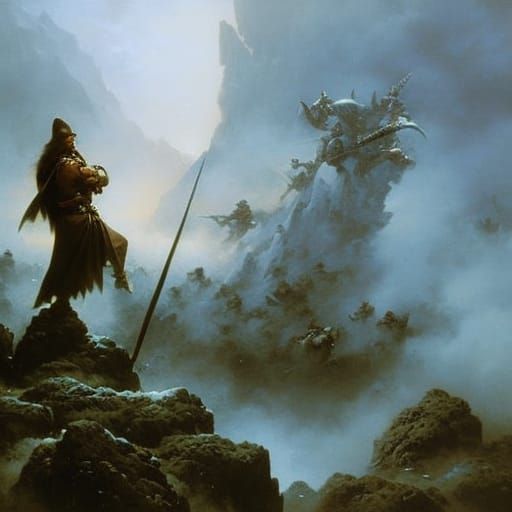 tall slender Viking standing over his defeated enemies by Frank ...