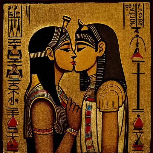 The kiss (Egypt Antique Edition) - AI Generated Artwork - NightCafe Creator