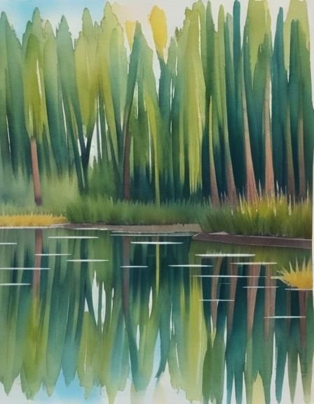 Reflections in Water, spreading green willow tree reflected ...
