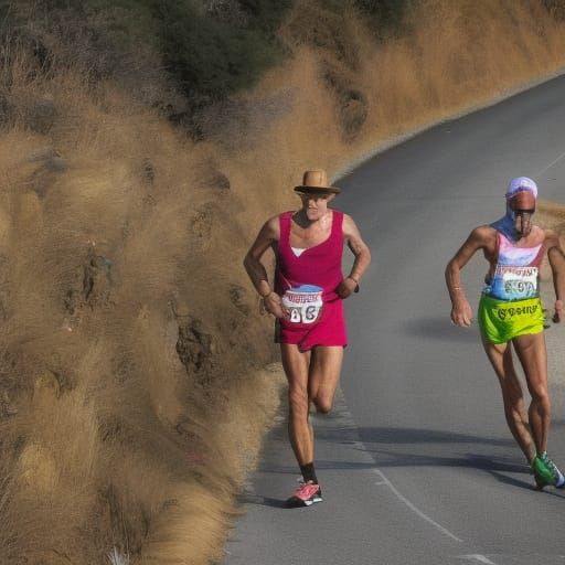 Surreal Roadrunners Reflecting Hard Runners, Salvador Dali S...