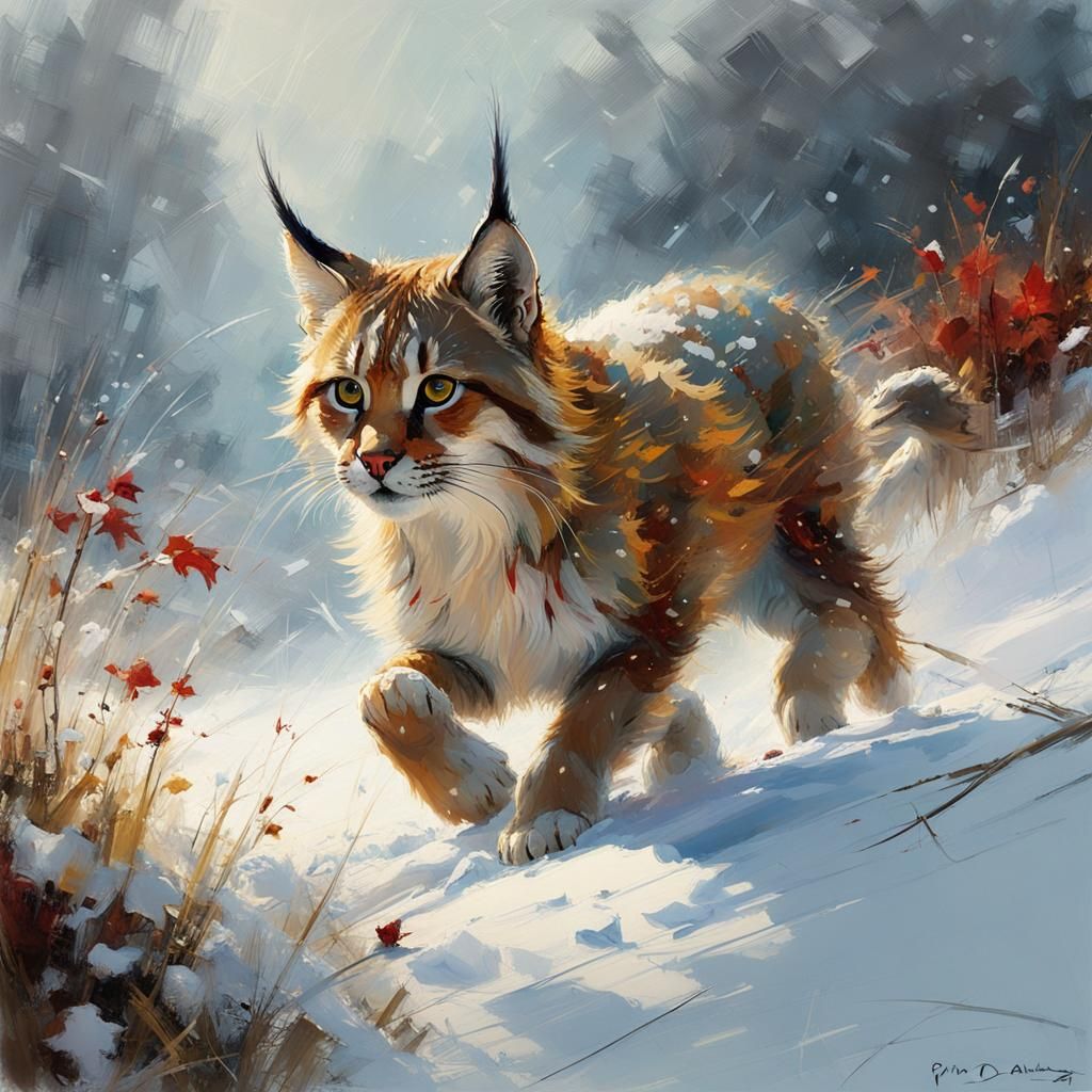 Linx in the snow  by @Marty