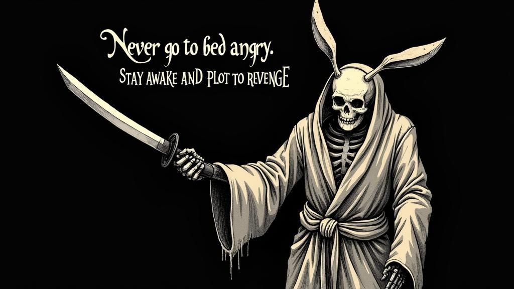 Never go to bed angry. STAY AWAKE AND PLOT YOUR REVENGE