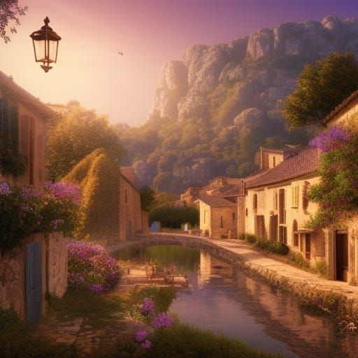 A small village in provence :: peach and purple :: Light and...