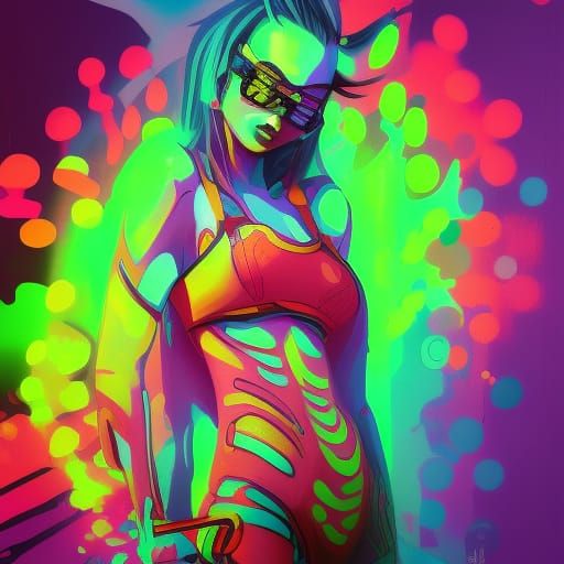Nerd gamer female neon