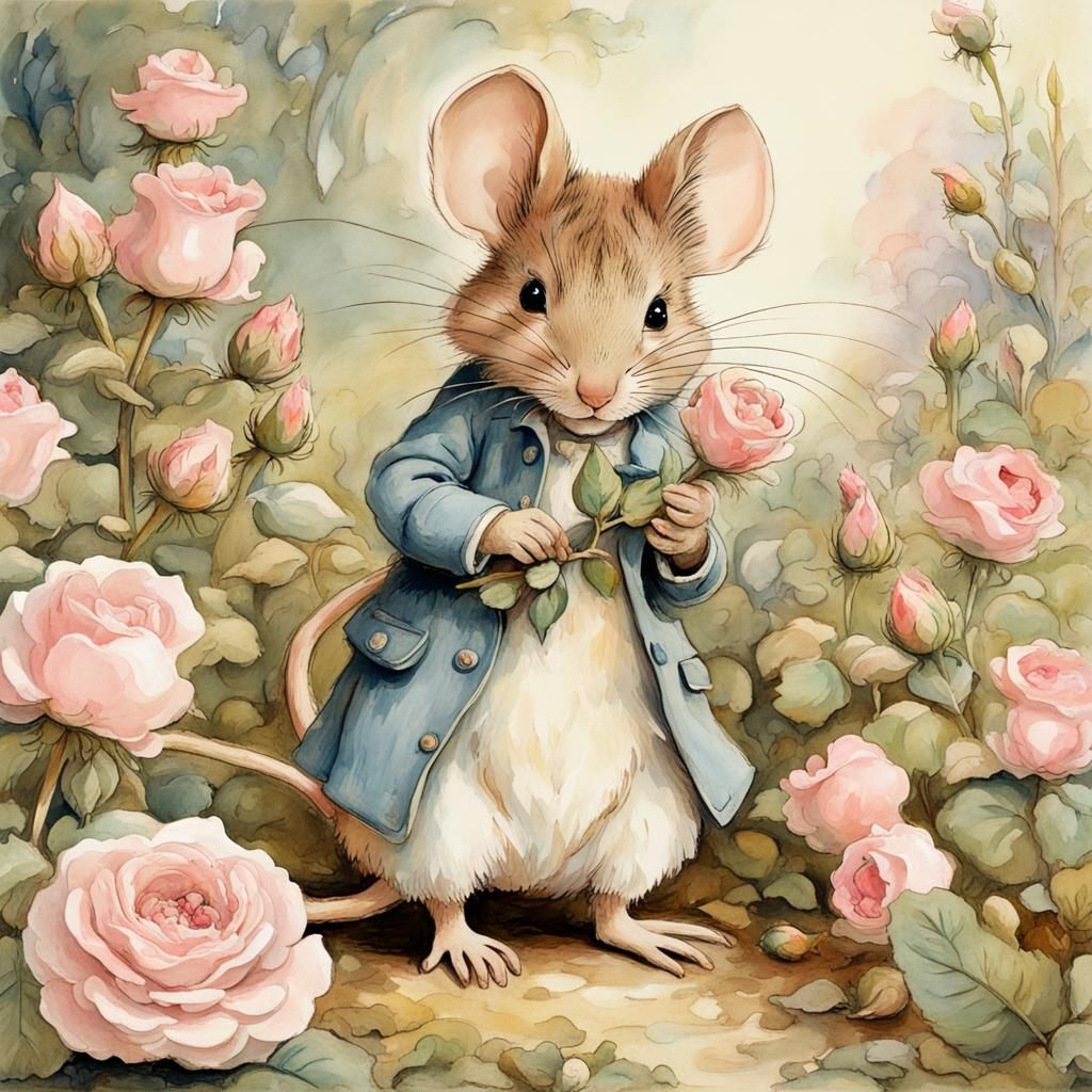 mouse with roses - AI Generated Artwork - NightCafe Creator