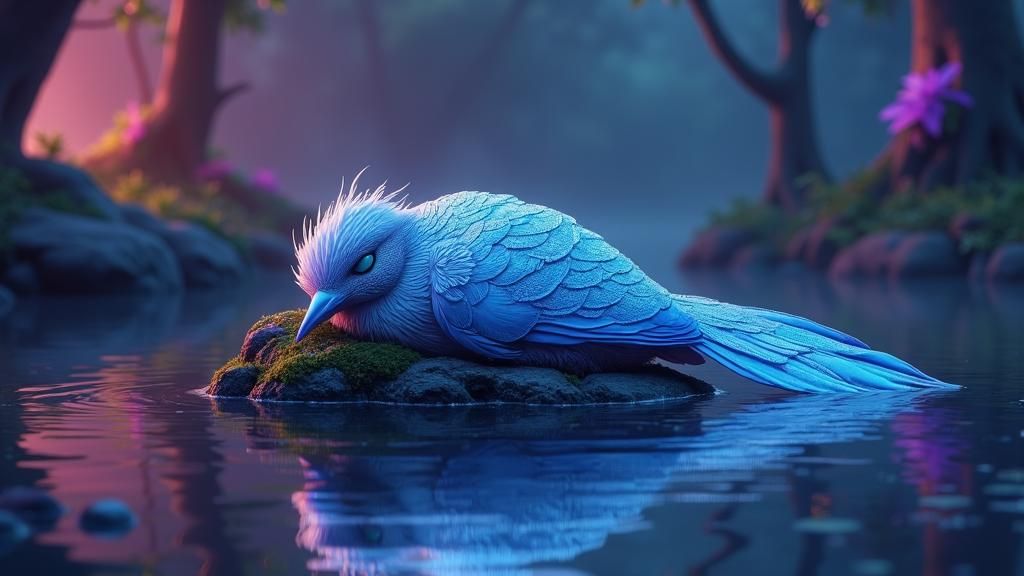 Sleeping fantasy bird