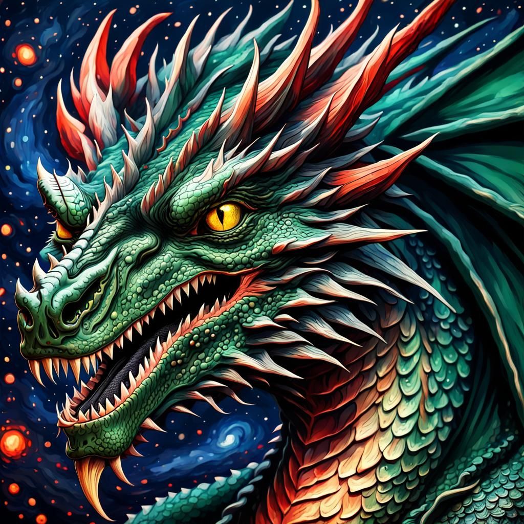 Green and Red dragon - AI Generated Artwork - NightCafe Creator