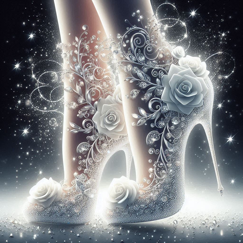 Magical white rose Stilettos  by @Fearn
