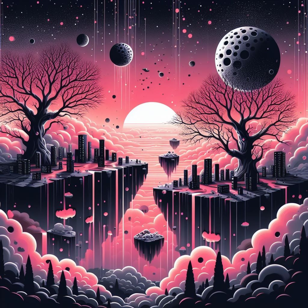 Sunset in Black and Pink Fantasy