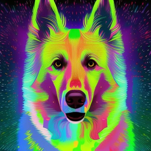 Neon Border Collie - Ai Generated Artwork - Nightcafe Creator