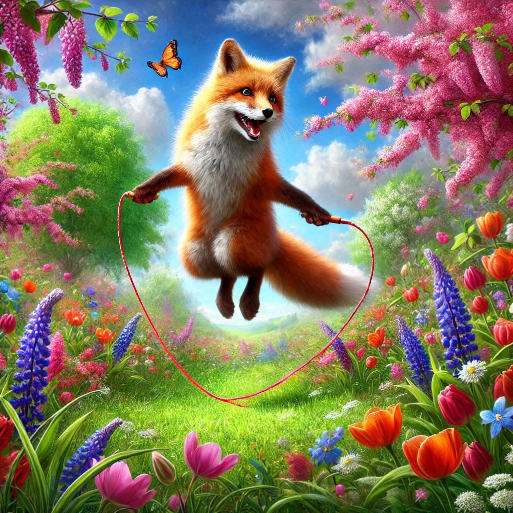 A fox is playing jump-rope #2