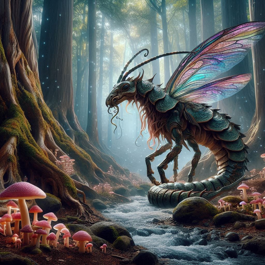 Beatle-snake-lion creature