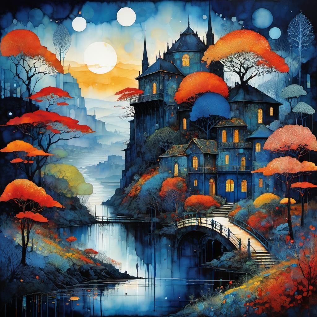 Colorful landscape by night.  by @Terra