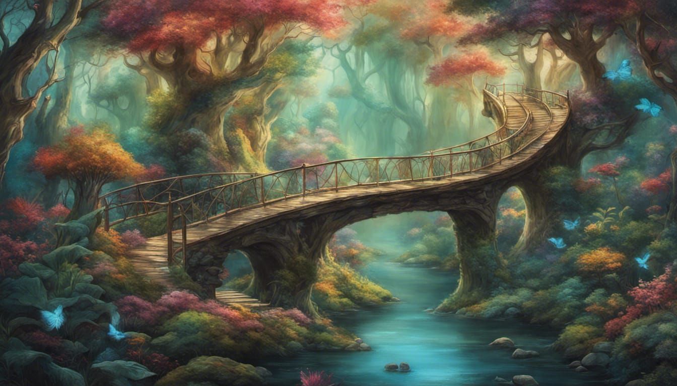 Bridge through the Fairy Forest - AI Generated Artwork - NightCafe Creator