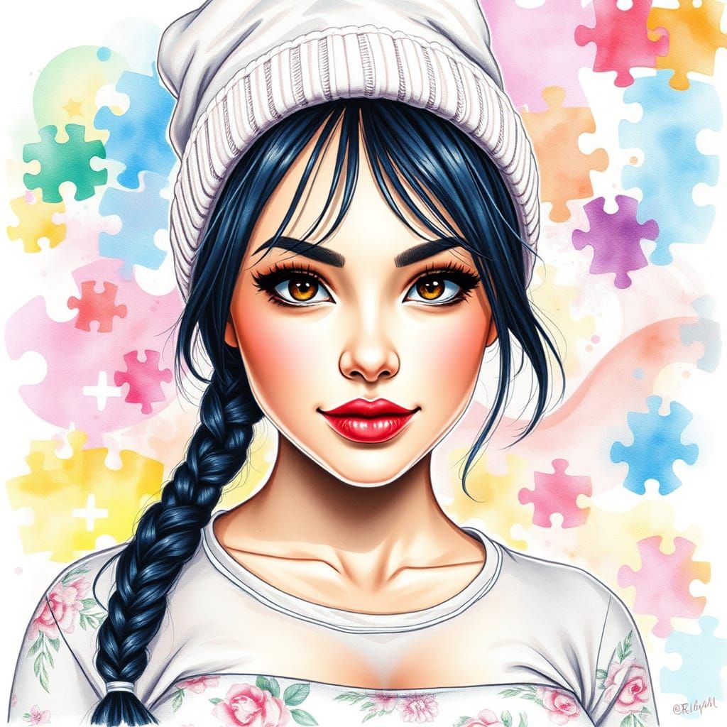 Ethereal Watercolour Portrait of a Young Woman