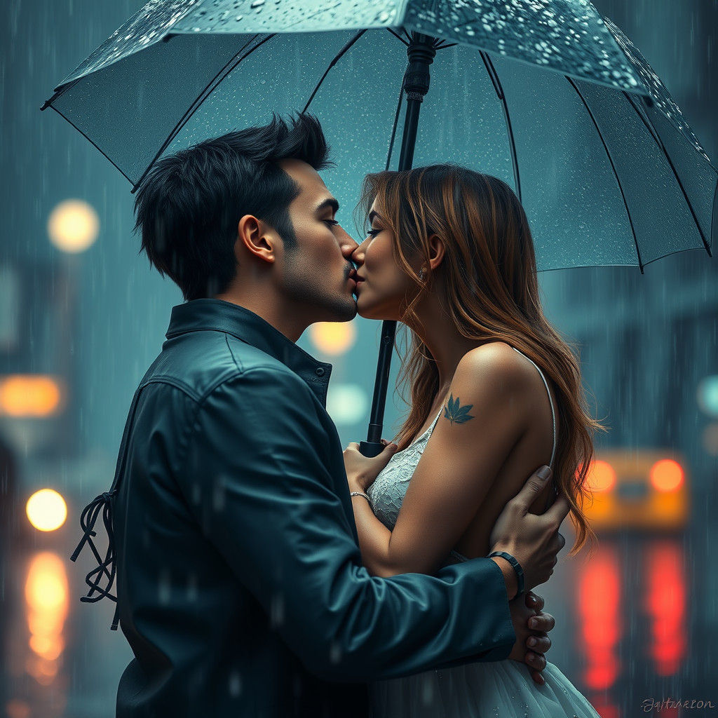 Kissing in the Rain: Detailed Matte Painting