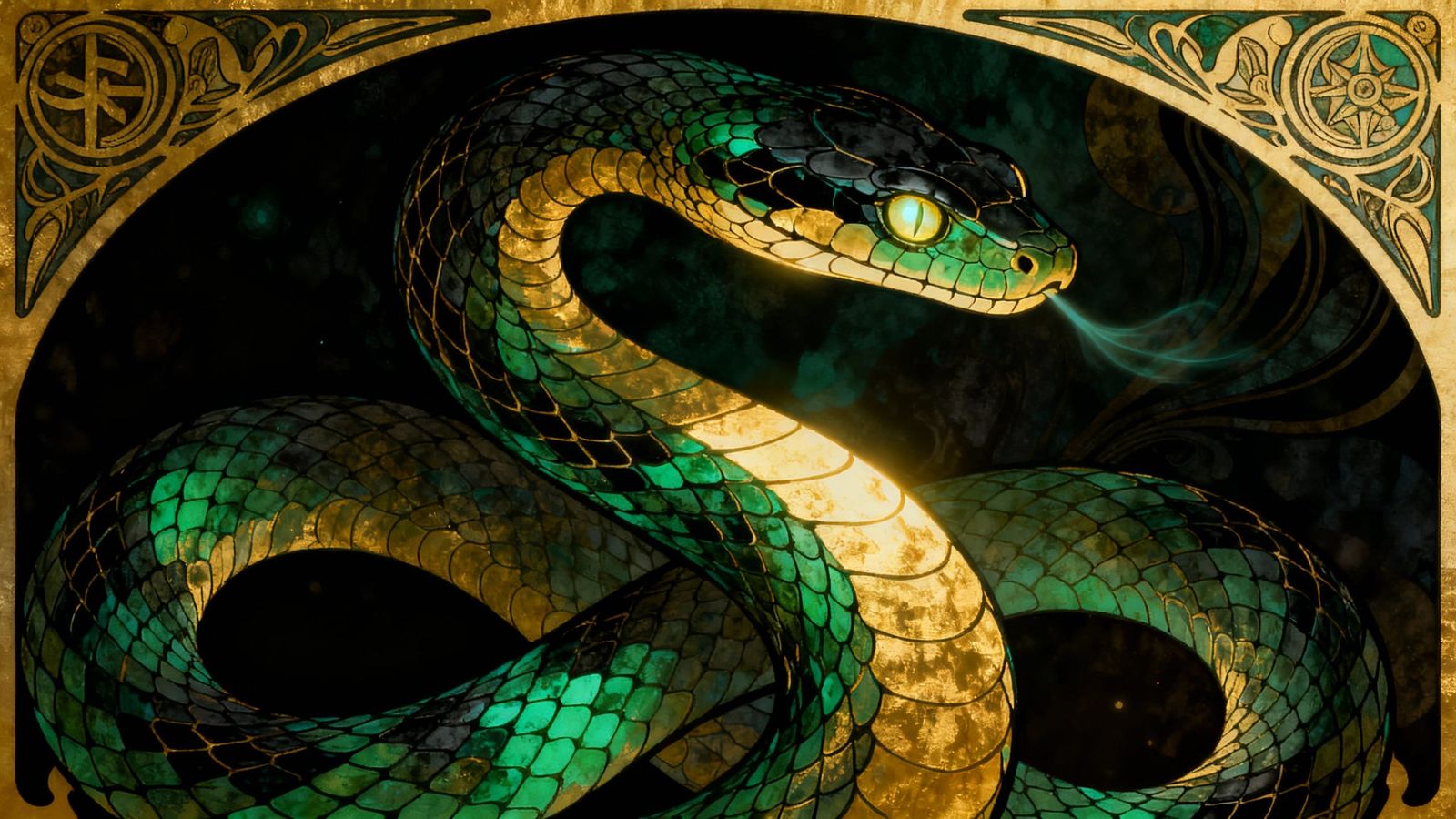 Majestic Snake in Art Nouveau Style