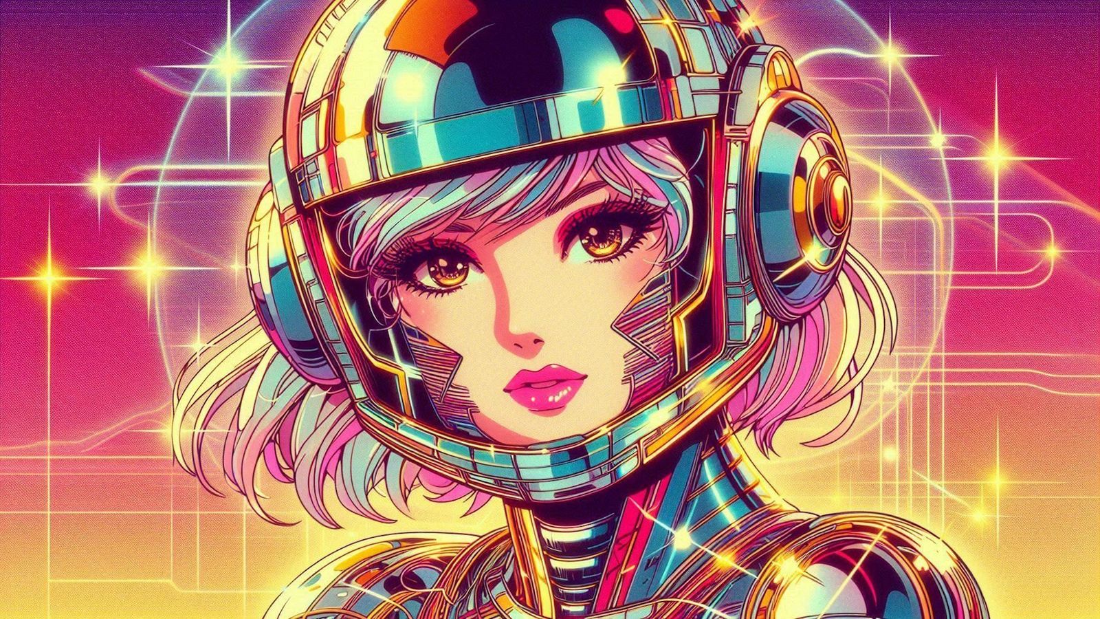 a 1980s anime style image of a woman fashion model drawn in ...