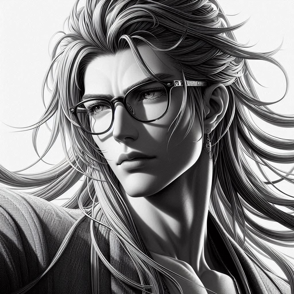 Bishounen Style Portrait wearing stylish glasses