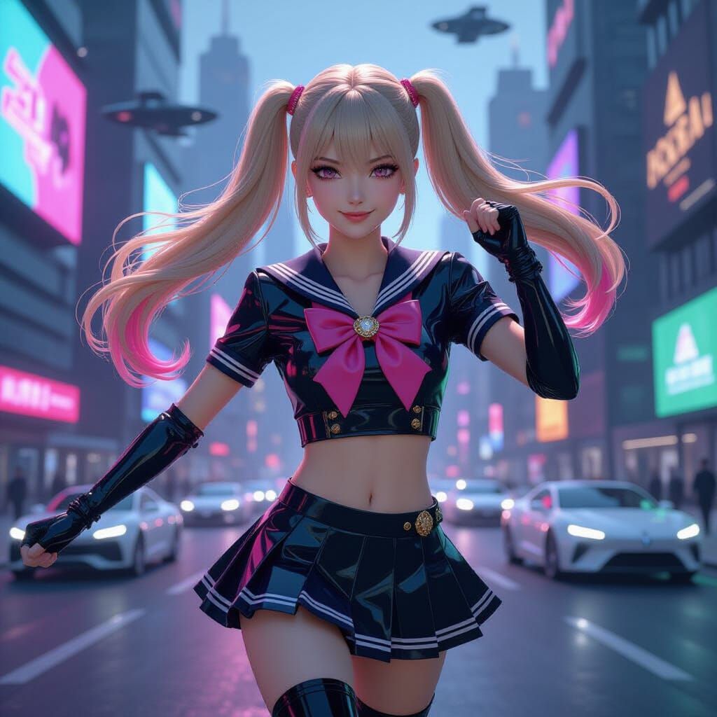Magical Girl in a Cyberpunk City