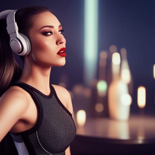 Ultra hyper photo realistic detailed gorgeous woman singing ...