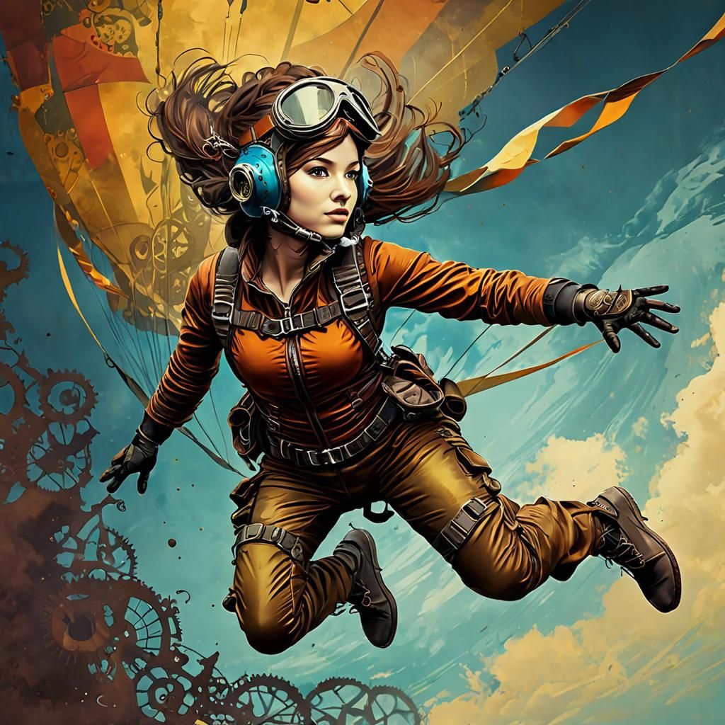 steampunk skydiver   by @Queen_Asha