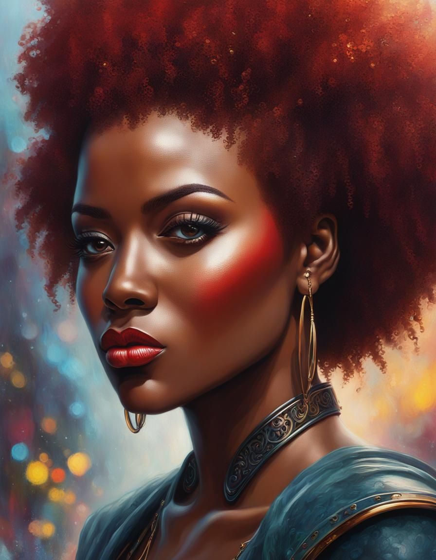 Young Afro Women with Red Brown Hair - AI Generated Artwork - NightCafe ...