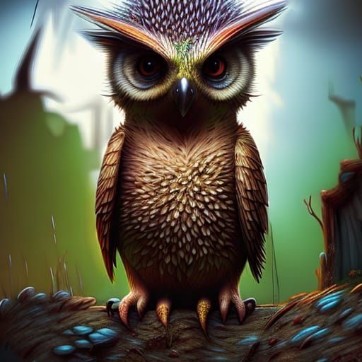 Hedgehog Owl Hybrid - AI Generated Artwork - NightCafe Creator