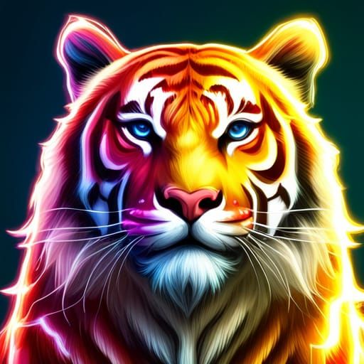rainbow tiger - AI Generated Artwork - NightCafe Creator