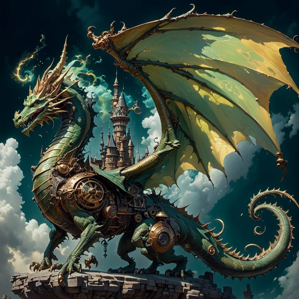 Steampunk dragon <lora:Stunning:1.0>