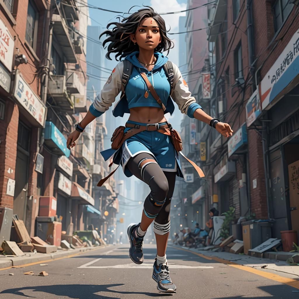 Indian American girl, missing lower legs, crippled, levitati...