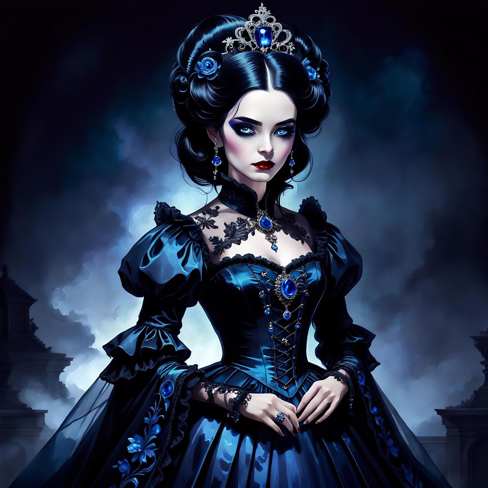 Goth Rococo Lady - AI Generated Artwork - NightCafe Creator