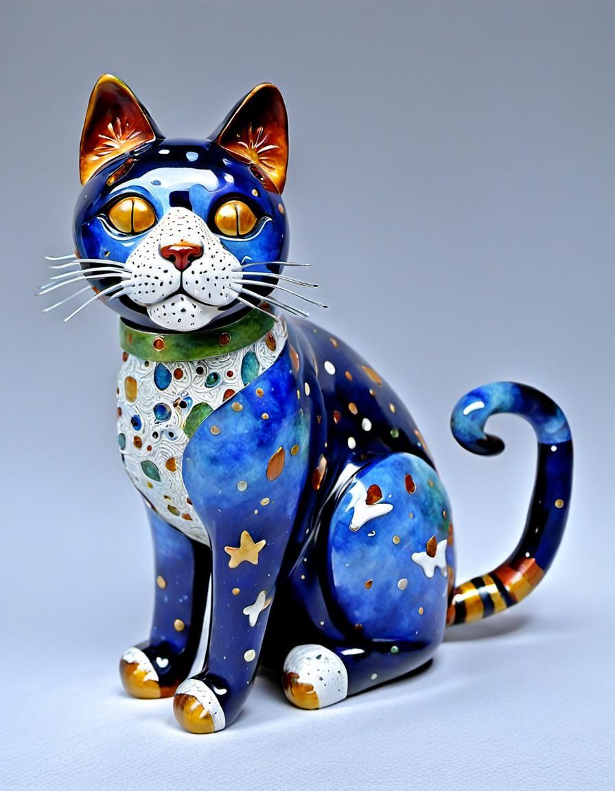 Calico cat sculpture