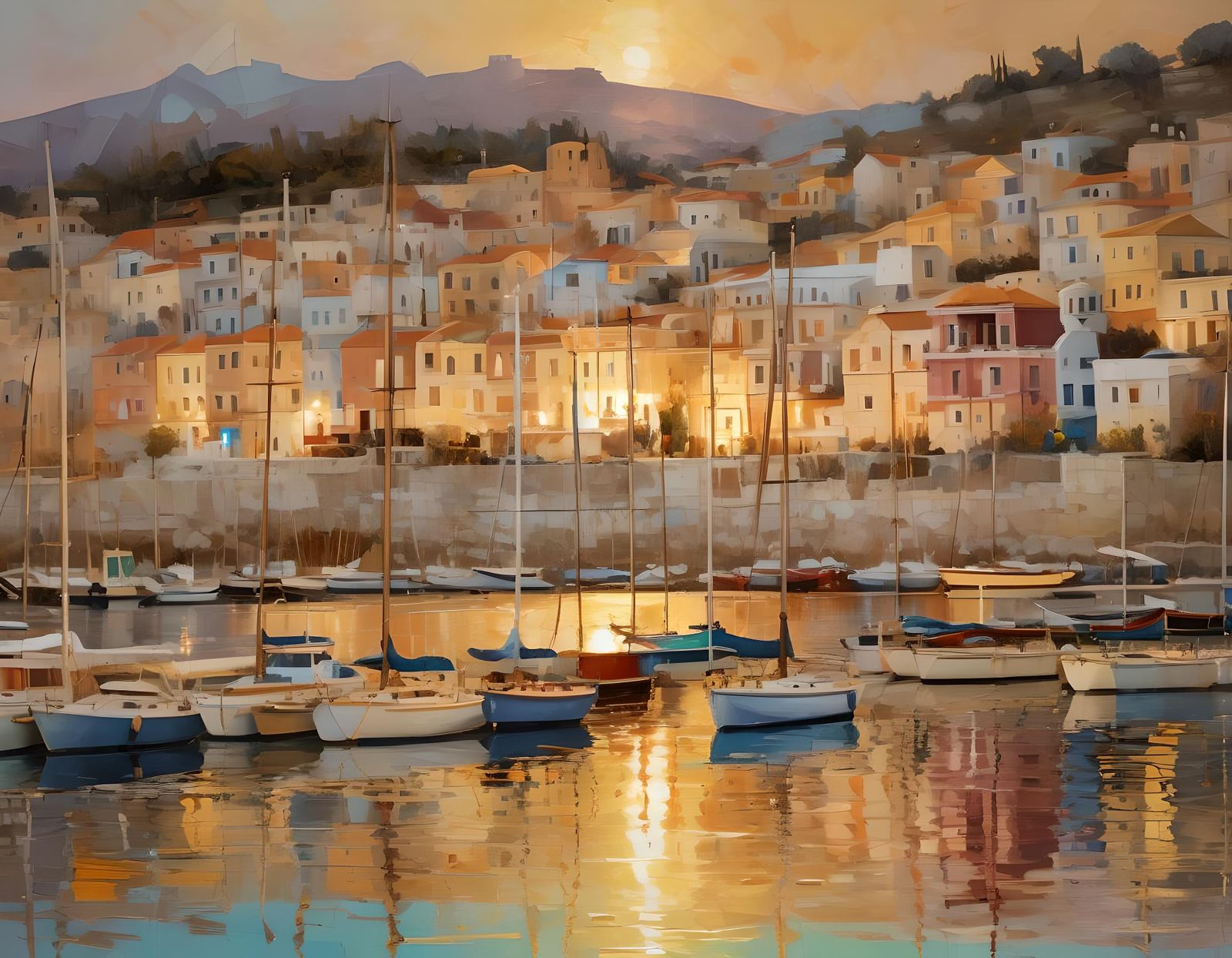 Greek Harbor at Dusk  by @Tektonten