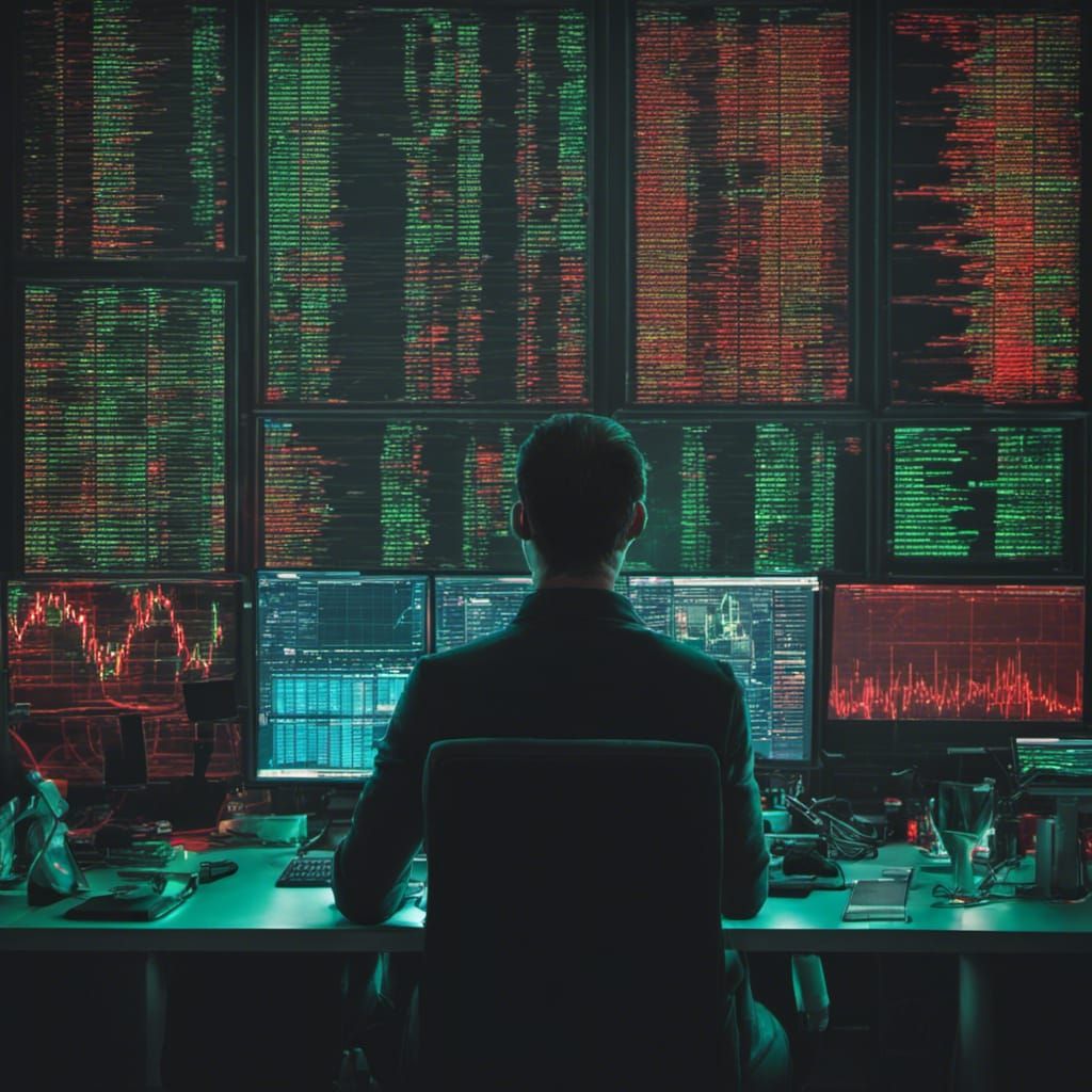 Person trading in front of a computer where you can see from...