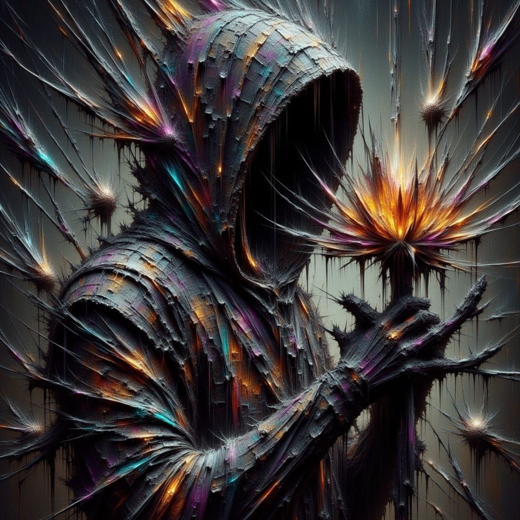 <lora:Corroded:1.0> a spaceman holding a flower