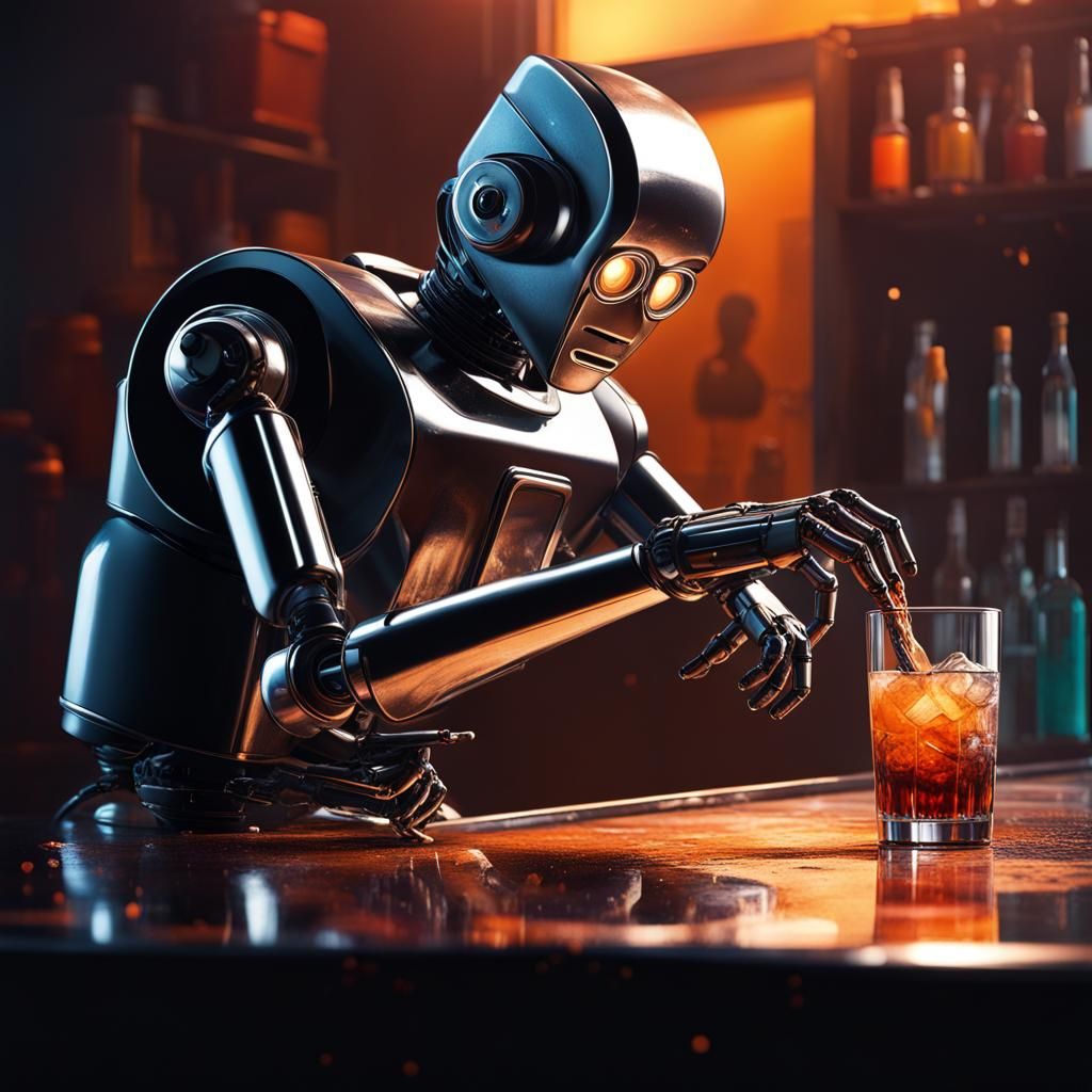 Robot Bartender AI Generated Artwork NightCafe Creator