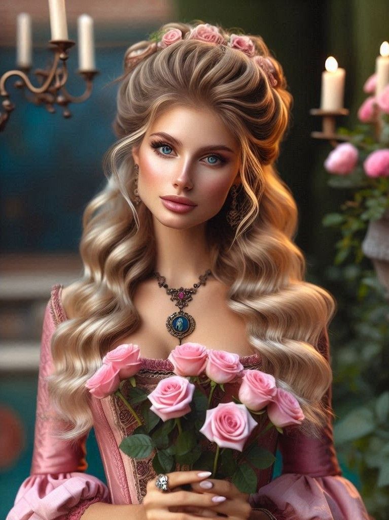 Венецианка с розами