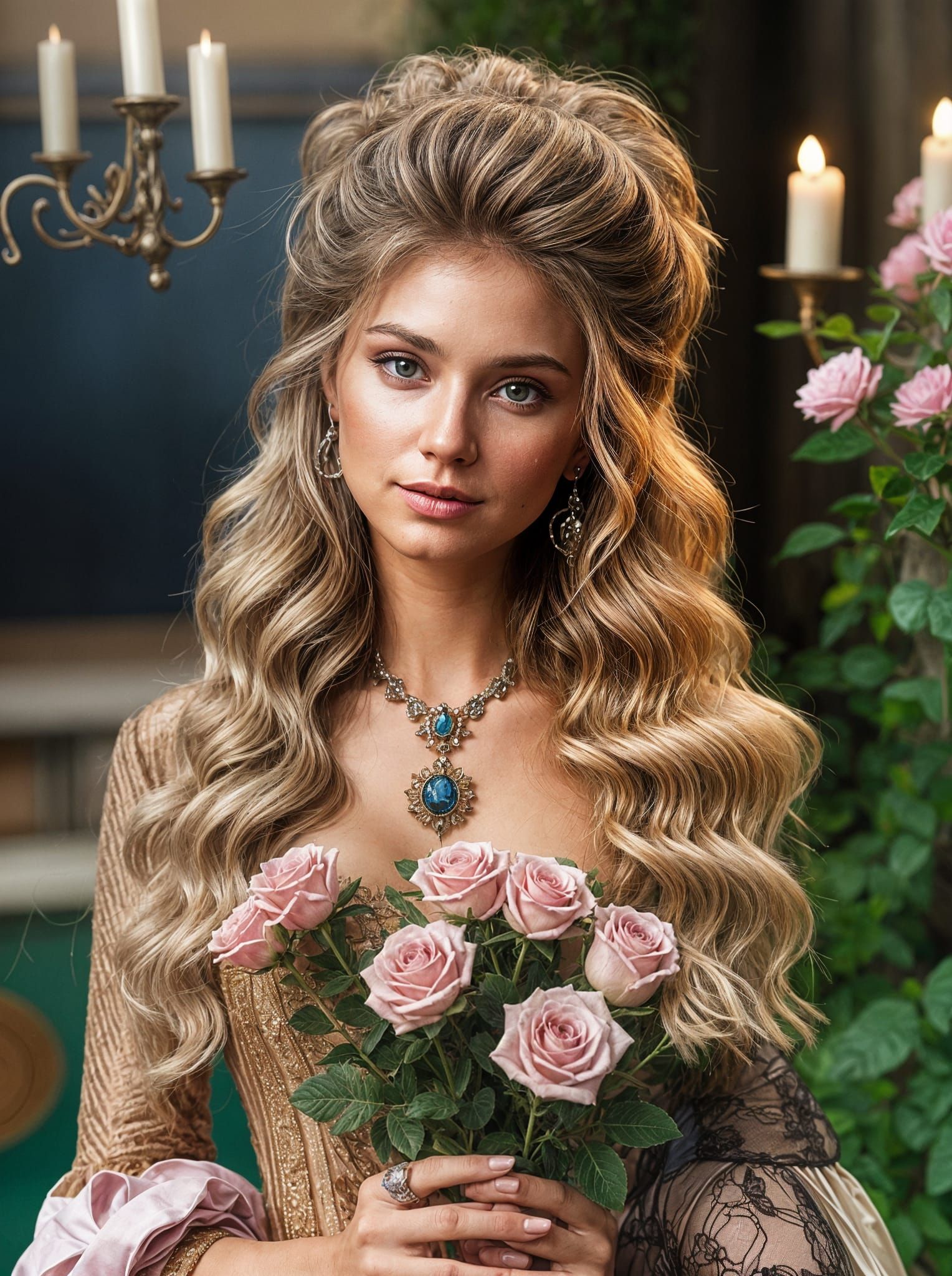 Венецианка с розами