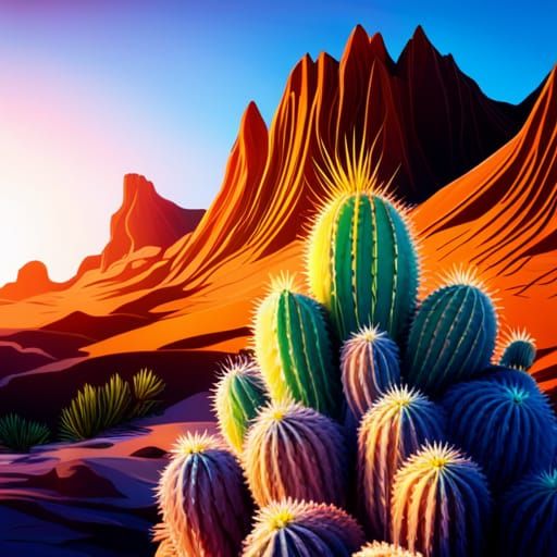 Chollo cactus in rocky desert landscape, 8k resolution, a masterpiece ...