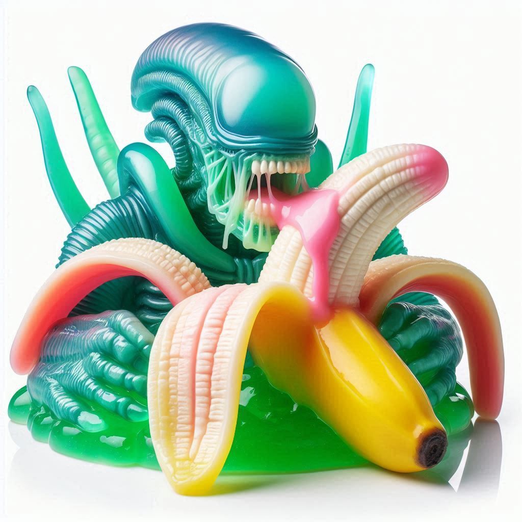 Jellymorph eating banana