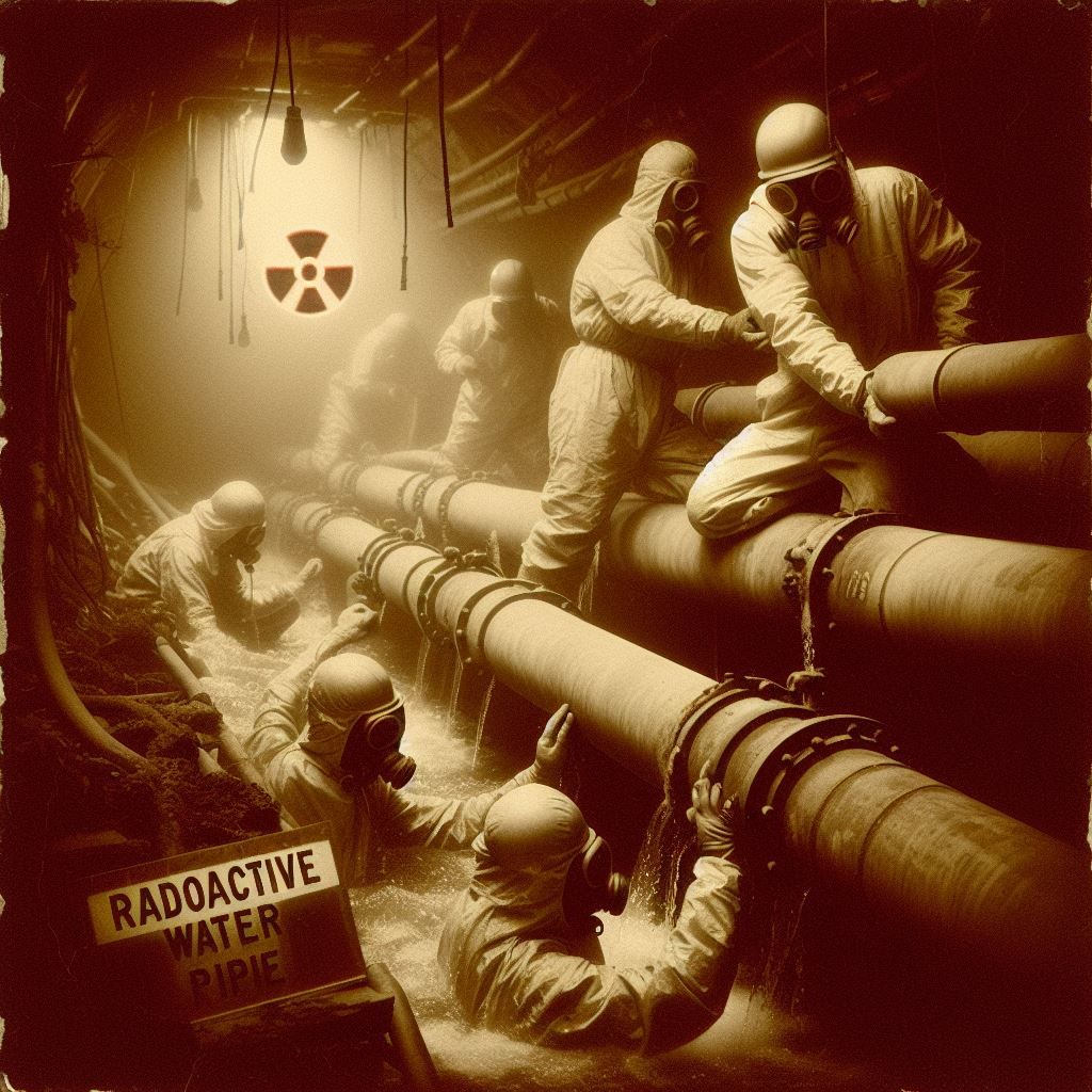 β’οΈπ©»π± Workers removing radioactive water pipes