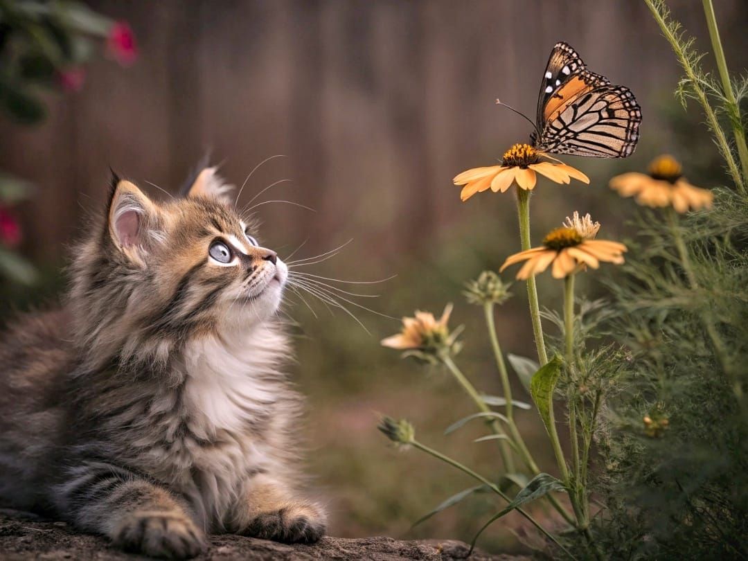 The Fluffy Cat and the Butterfly