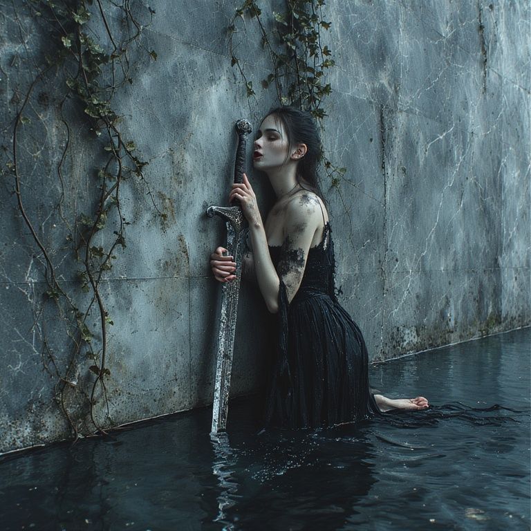 resting by her sword