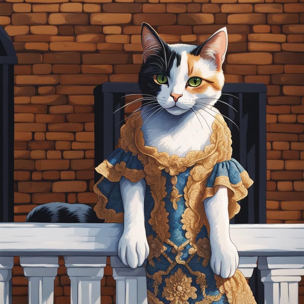 Emmylou Wears an Intricate Blue and Gold Lace Dress