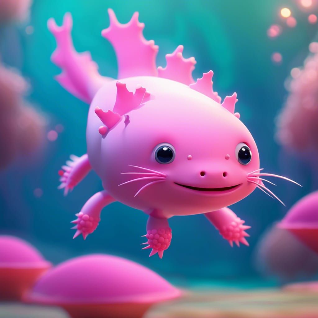 Cute pink axolotl