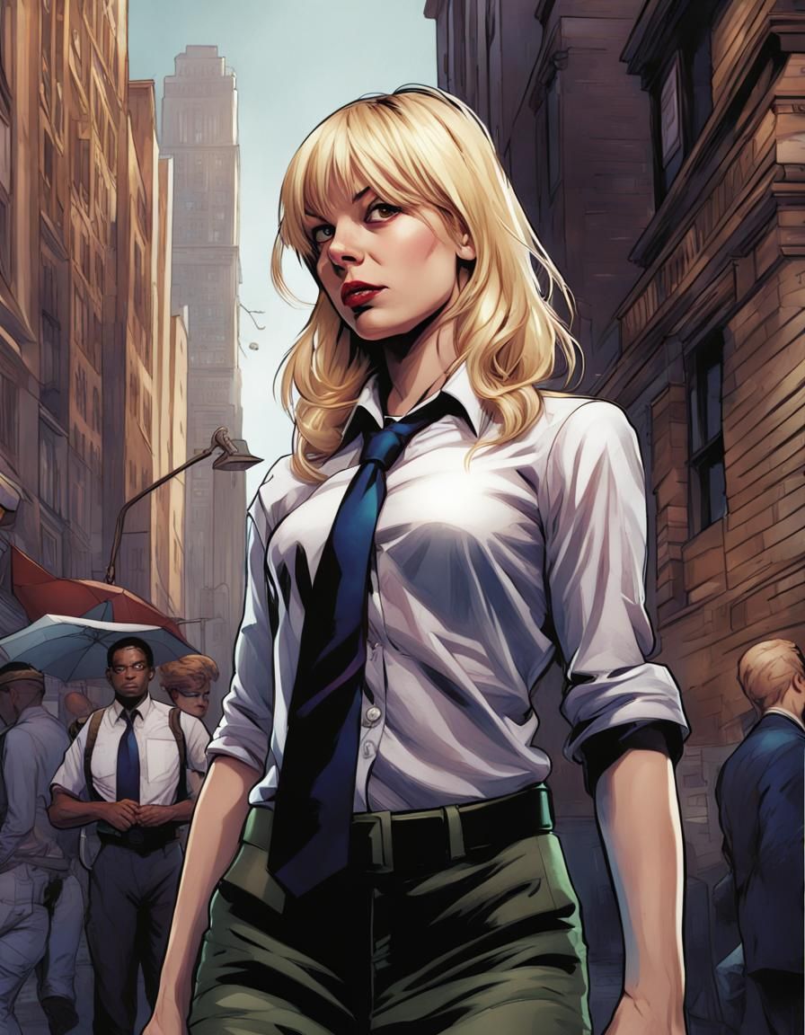 Gwen Stacy wearing a tie - AI Generated Artwork - NightCafe Creator