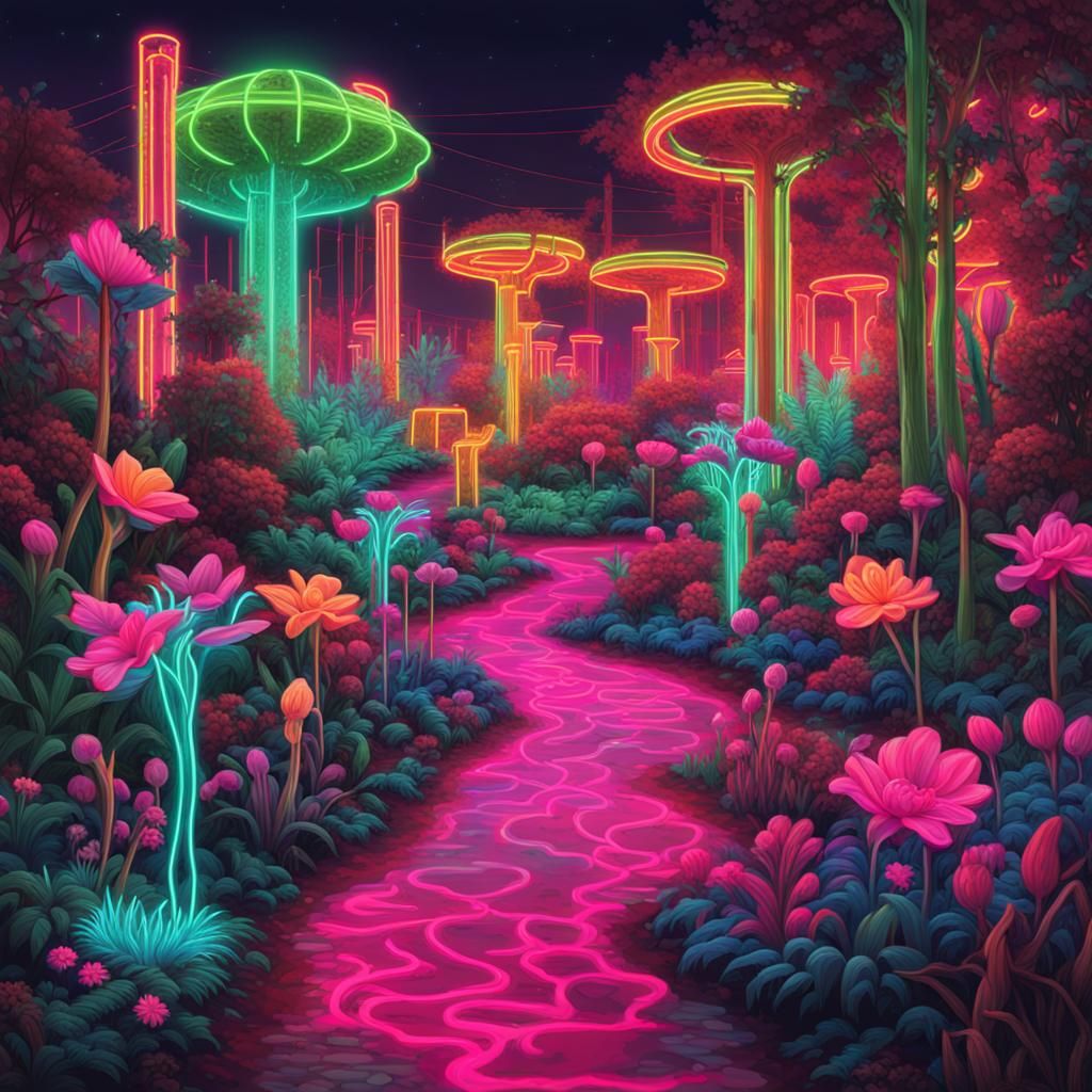 Neon Gardens AI Generated Artwork NightCafe Creator