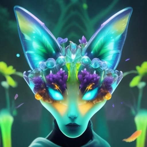 In a mesmerizing neon-lit lab, witness the fusion of nature ...