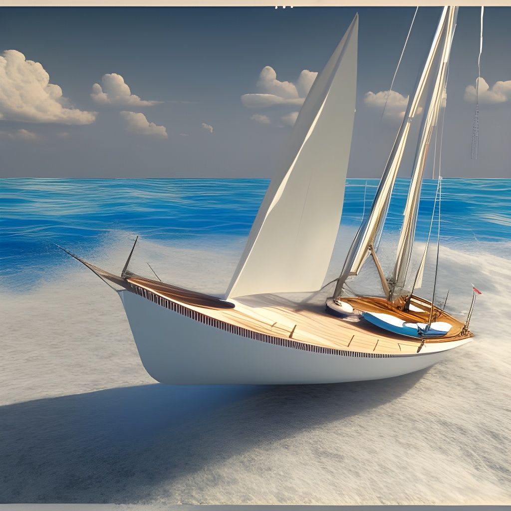 3D render, sailboat, ocean scape, waves crashing, highly detailed - AI ...